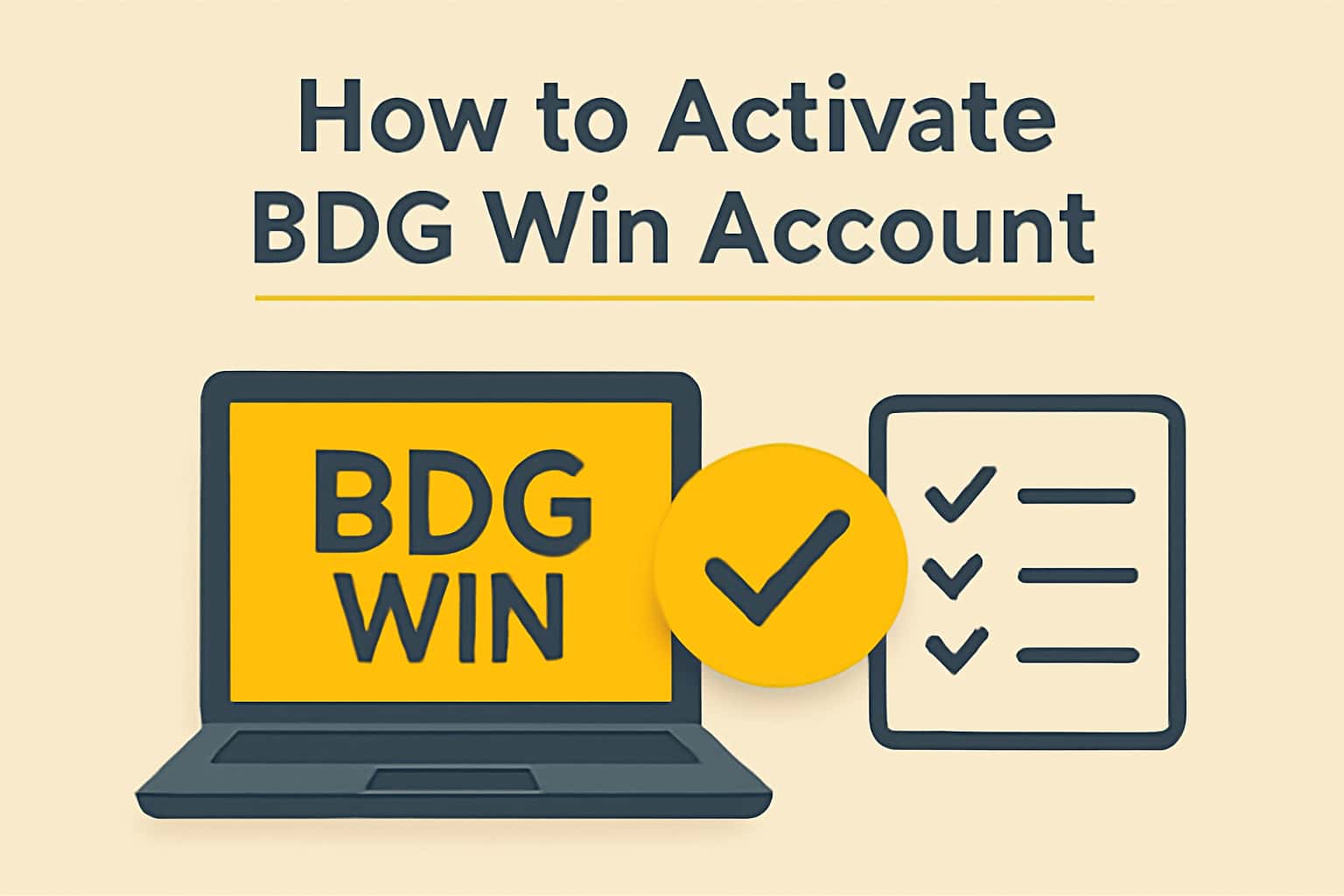 Informational graphic illustrating the activation process of BDG Win account.