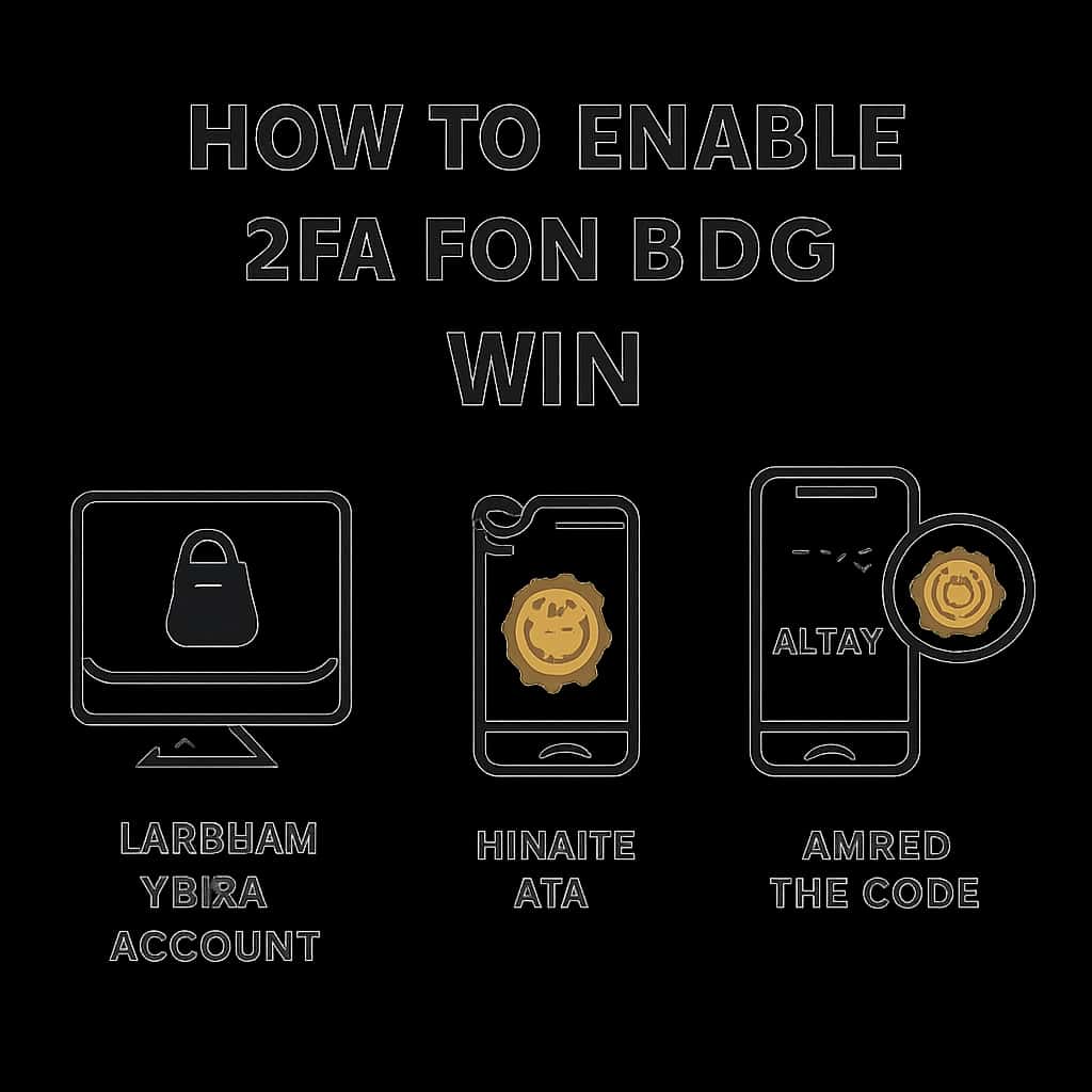 Illustration detailing steps for enabling 2FA on BDG Win.