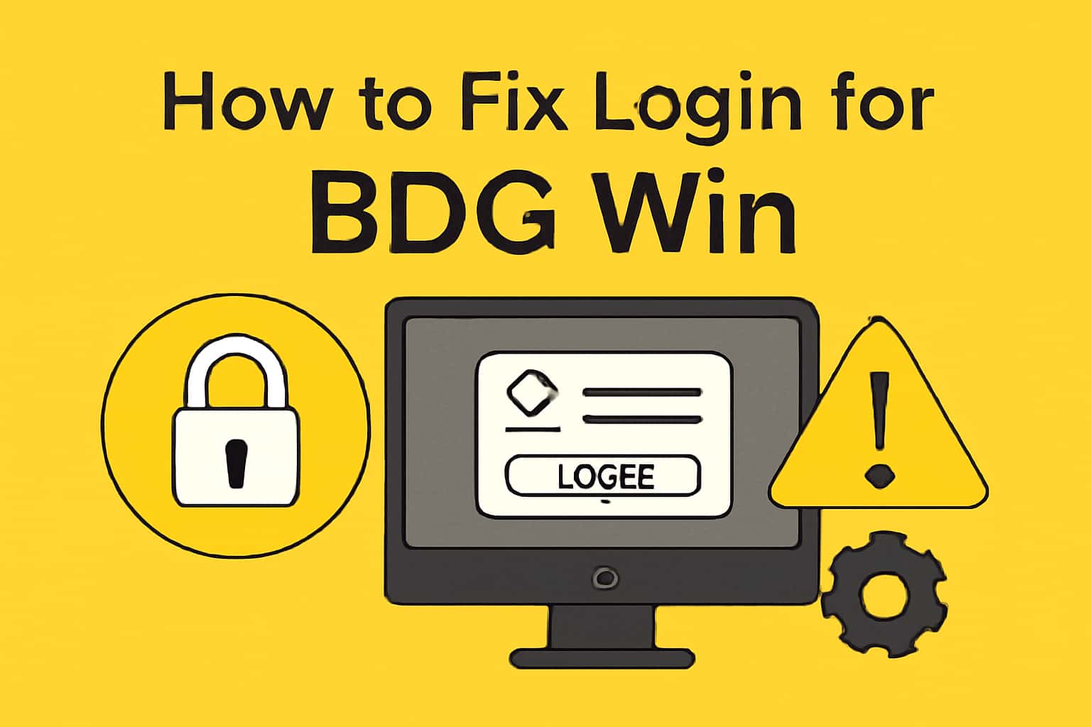 An informational scene depicting the login troubleshooting process for BDG Win.