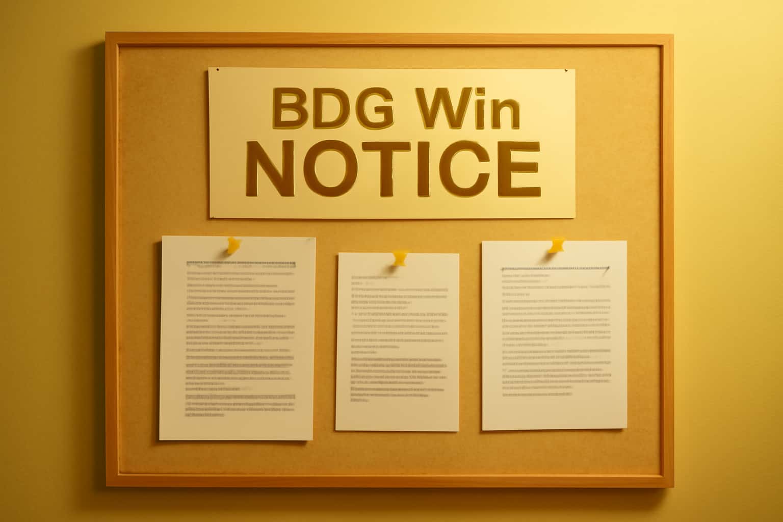 An informative display of BDG Win Notices in a secure digital environment.