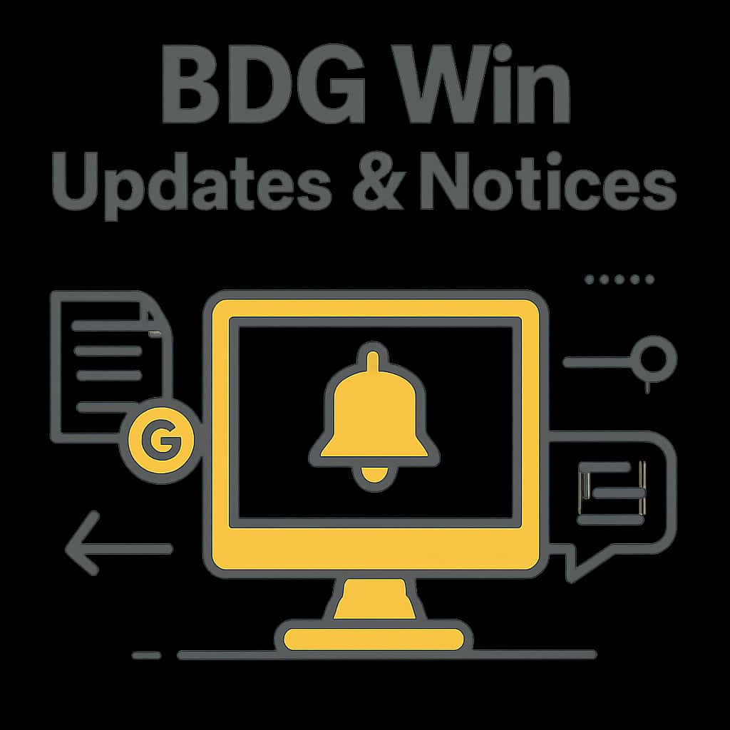 An educational diagram detailing BDG Win Updates & Notices.