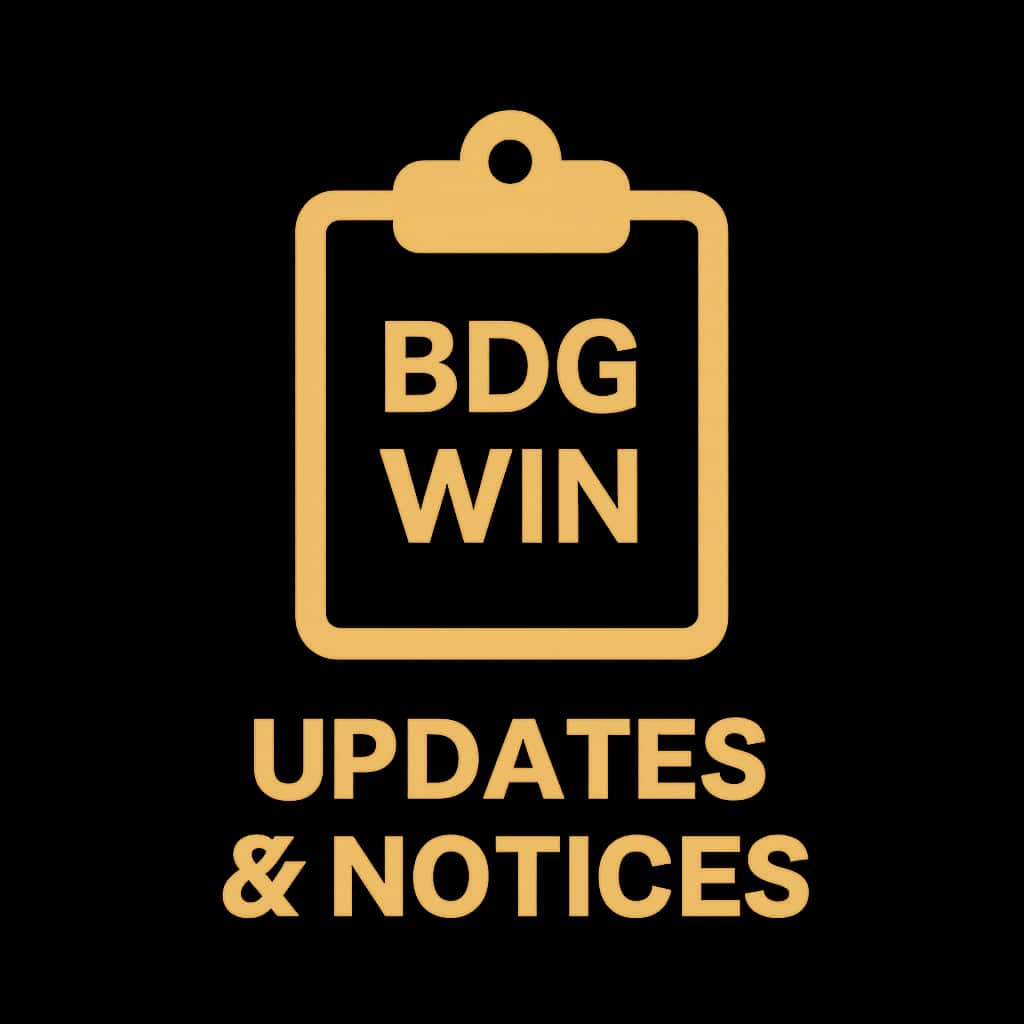 A simple badge design highlighting BDG Win Updates & Notices.