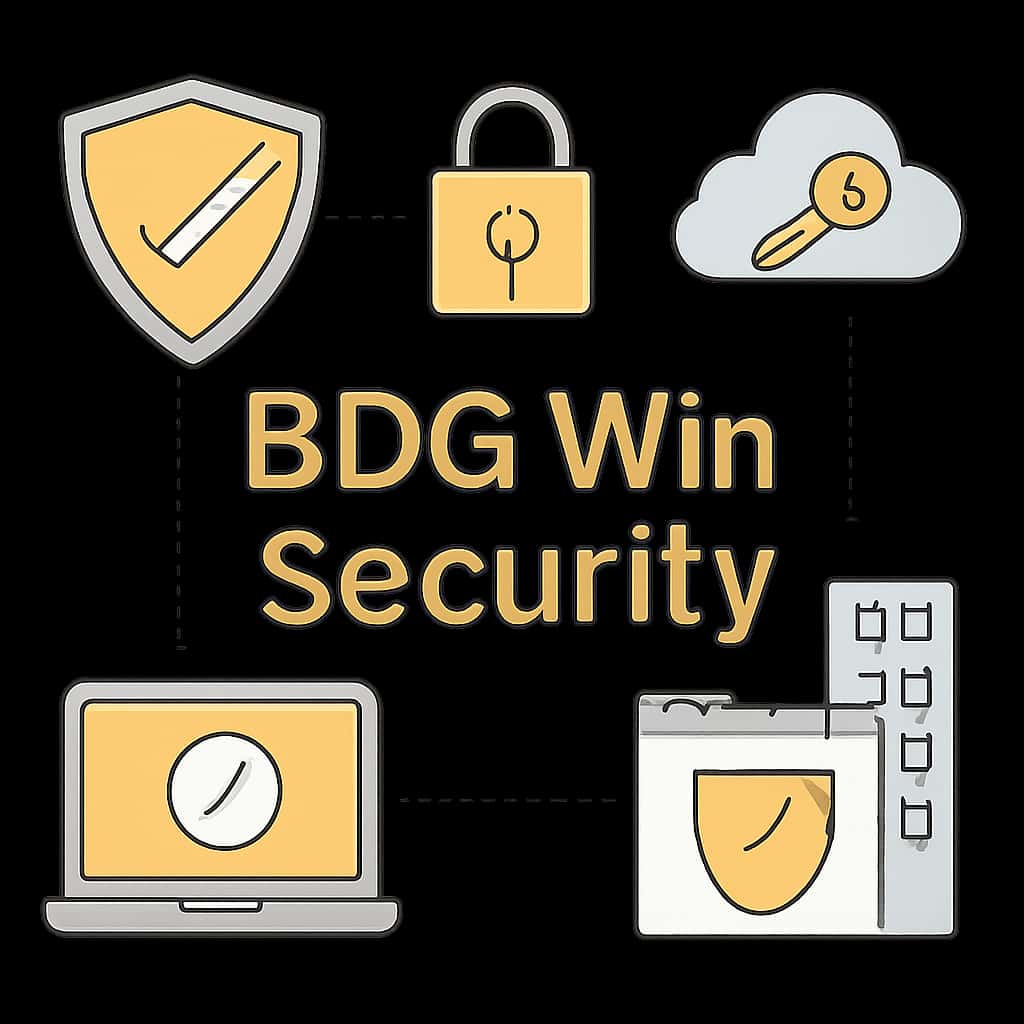 An educational graphic for BDG Win Security practices.